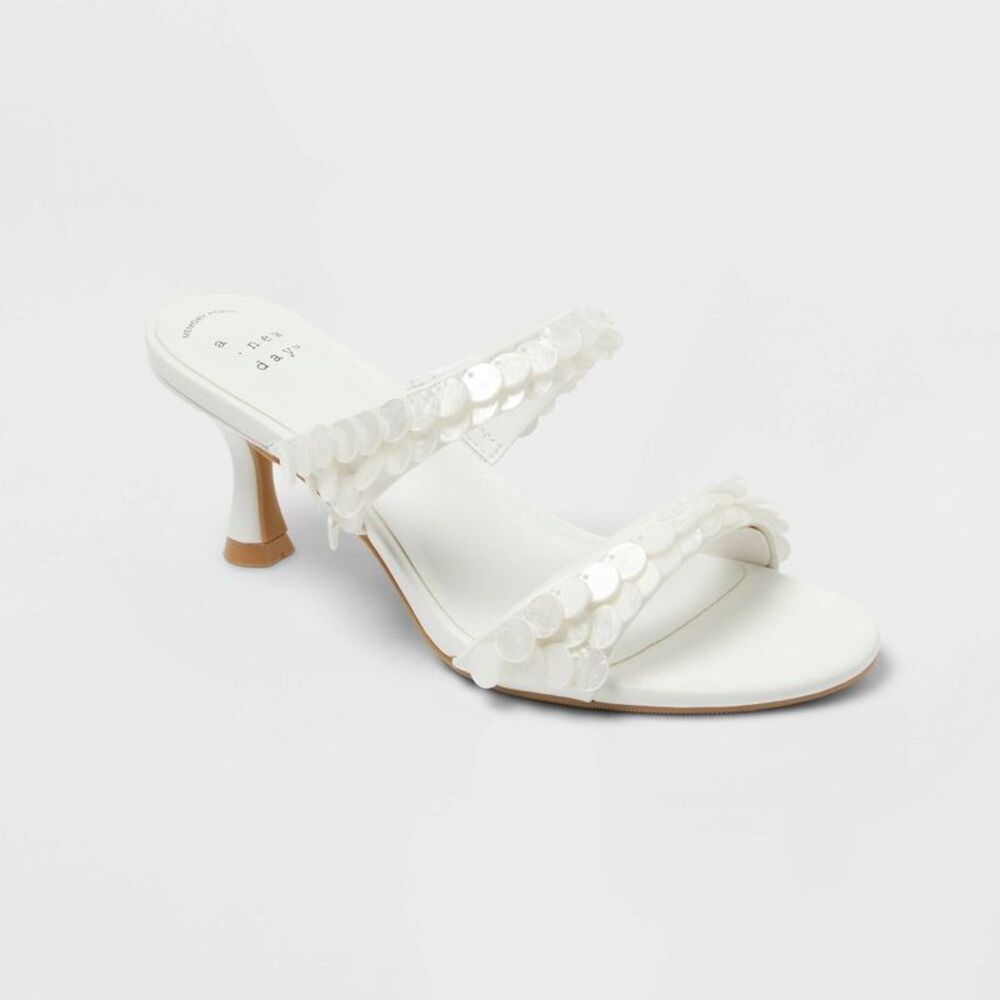 a new day White Sequin Strap Wedge Heeled Sandals